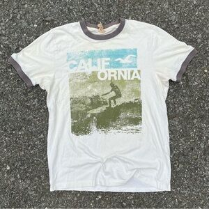 Vintage Hollister Co Single Stitch T-Shirt  Cream Brown California Ringer Tee